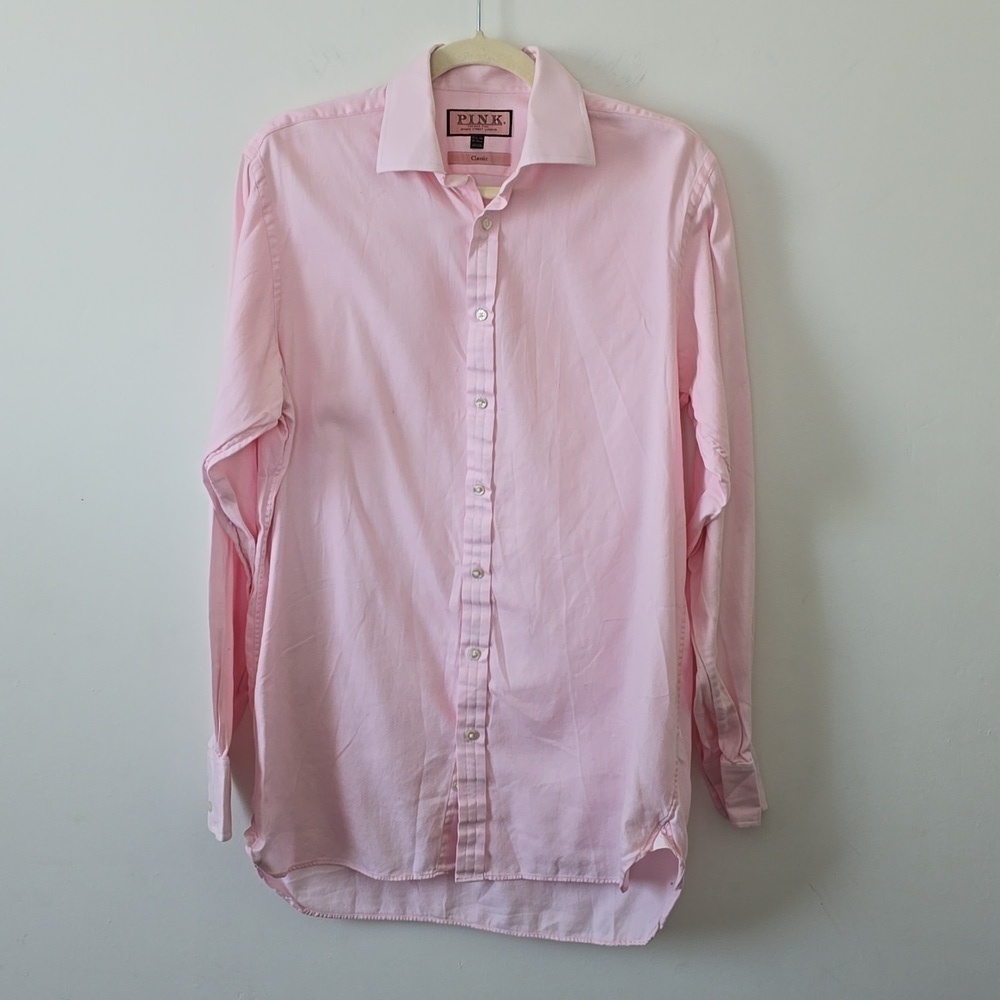 Thomas PINK Light Pink Cotton Long Sleeve Classic Shirt